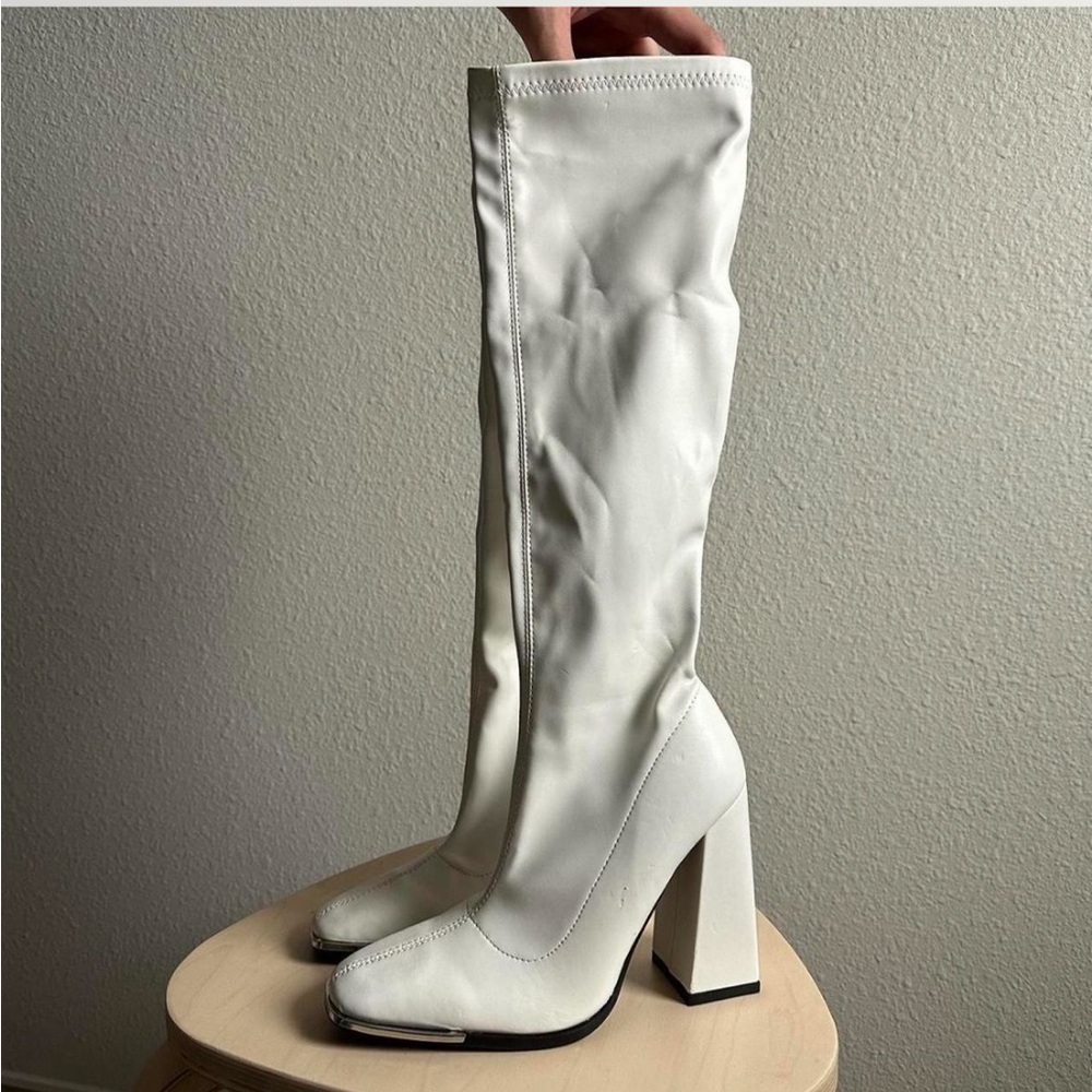 public desire - caryn pu heeled knee high boots